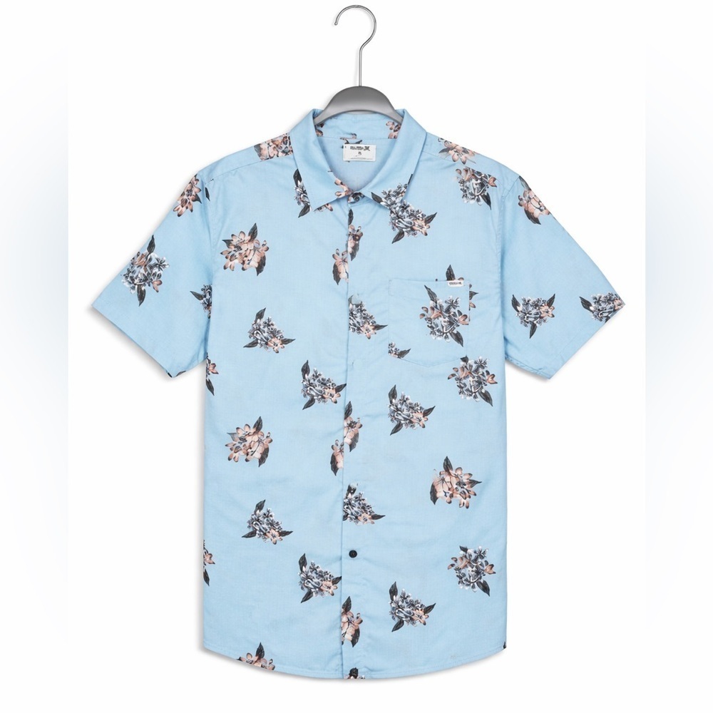 Hurley One & Only Lido Stretch Button Up Shirt Men’s Large Blue Dream NEW W Tags